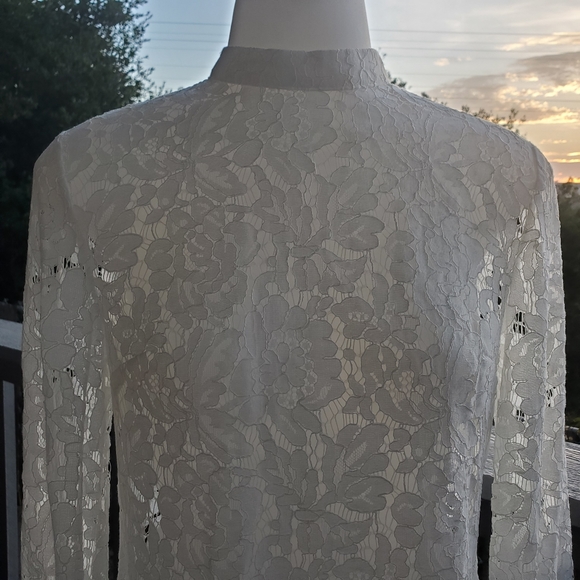 Forever 21 Lace Long Sleeve Scalloped Hem Top - Picture 2 of 12